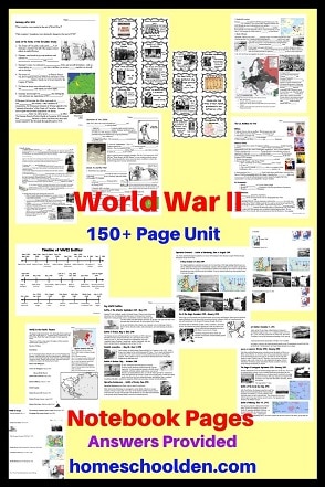 World War II Unit - Notebook Pages - Student Pages and Teacher answer pages